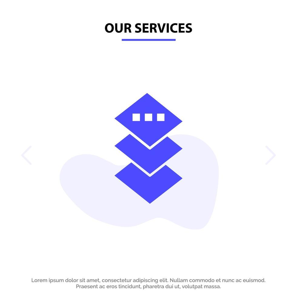 onze Diensten ontwerp vlak plein solide glyph icoon web kaart sjabloon vector