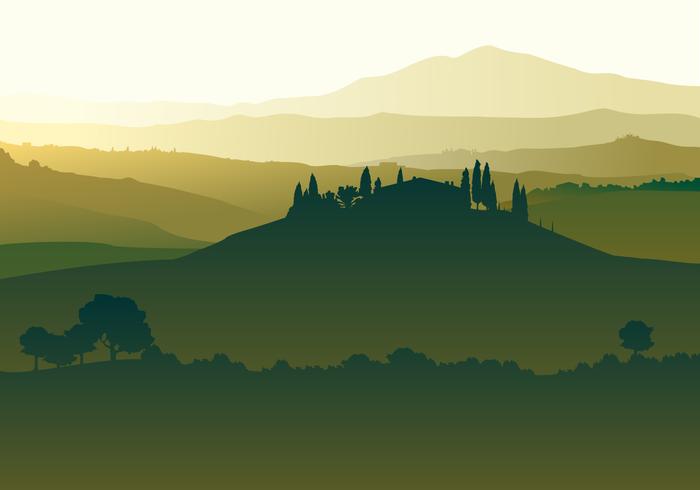 Landschap Van Toscane Gratis Vector