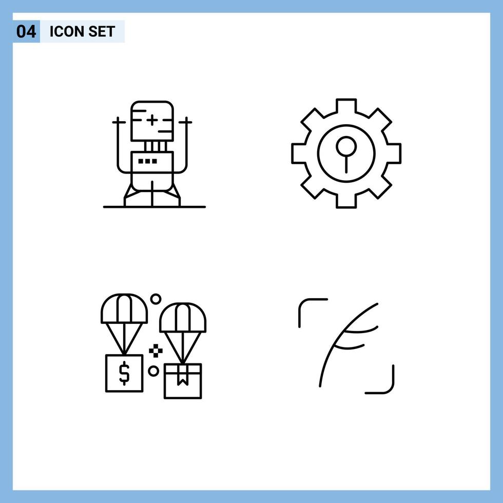 reeks van 4 modern ui pictogrammen symbolen tekens voor biochip lucht machine slot uitwisseling bewerkbare vector ontwerp elementen