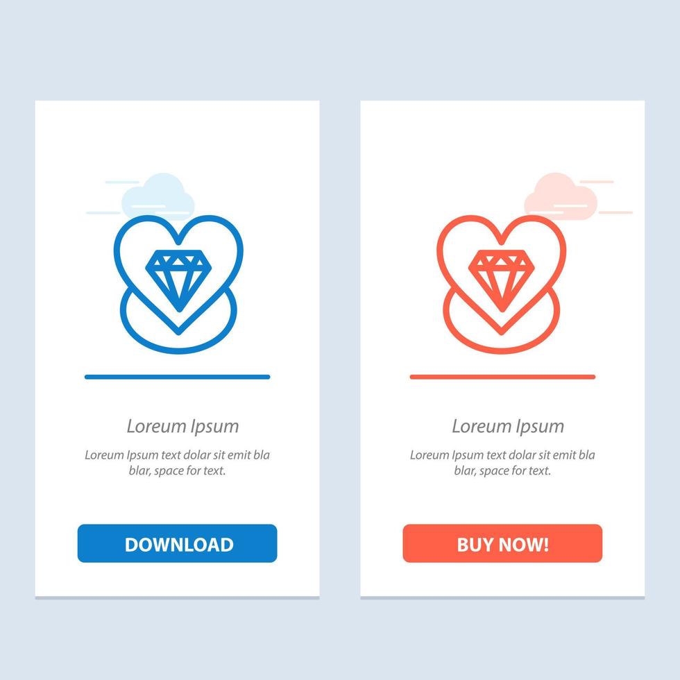 diamant liefde hart bruiloft blauw en rood downloaden en kopen nu web widget kaart sjabloon vector