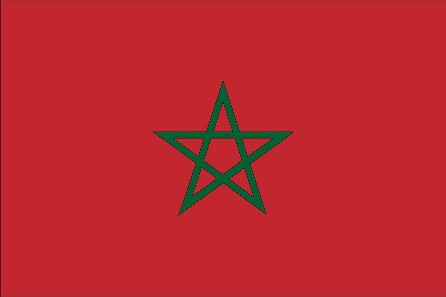 vlag van Marokko. zijn een rood rechthoek en een groen vijfpuntig ster met een zwart grens. vector
