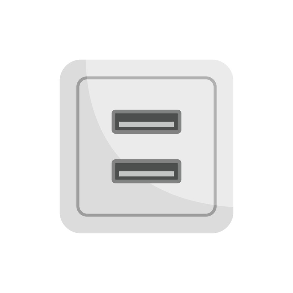USB macht stopcontact icoon vlak geïsoleerd vector