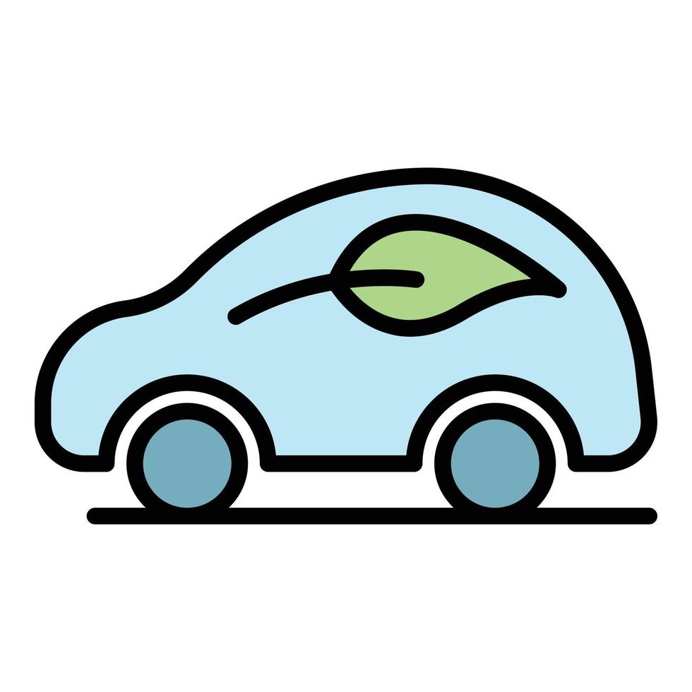 elektrisch auto met een blad icoon kleur schets vector