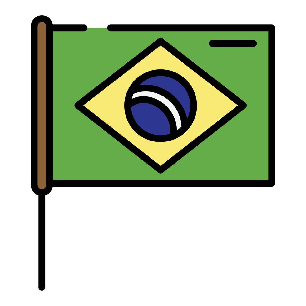 Brazilië vlag icoon kleur schets vector