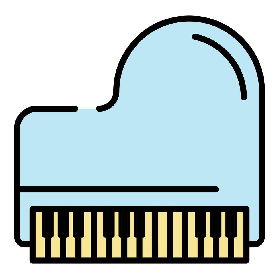 retro groots piano icoon kleur schets vector