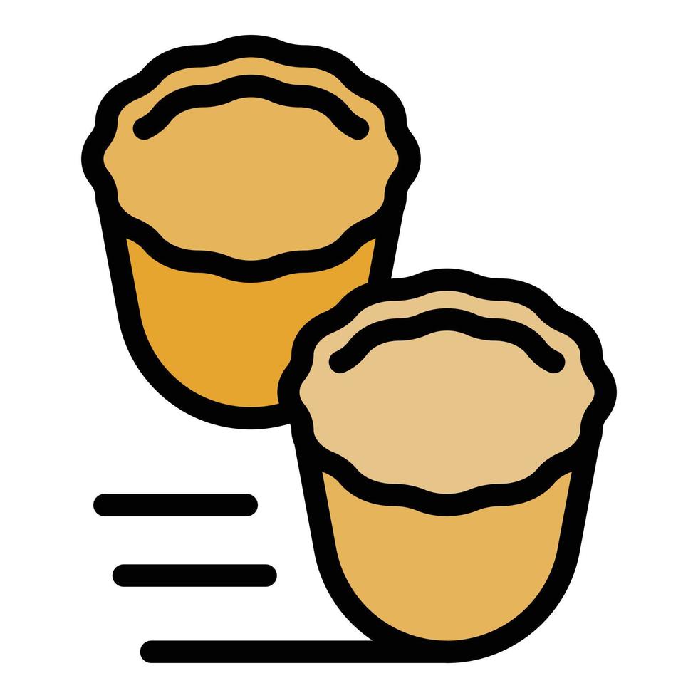 bakkerij cups icoon kleur schets vector