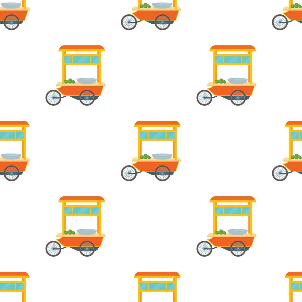 rood snel voedsel trolley fiets patroon naadloos vector