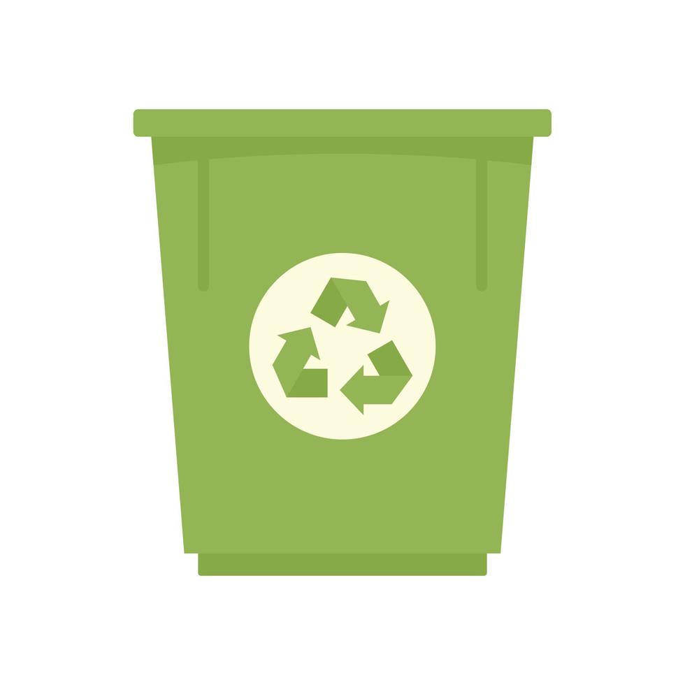 groen recycle bak icoon vlak geïsoleerd vector