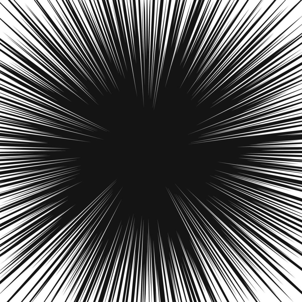 zwart en wit achtergrond van radiaal lijnen voor strips. manga snelheid kader. superheld actie. explosie achtergrond. vector