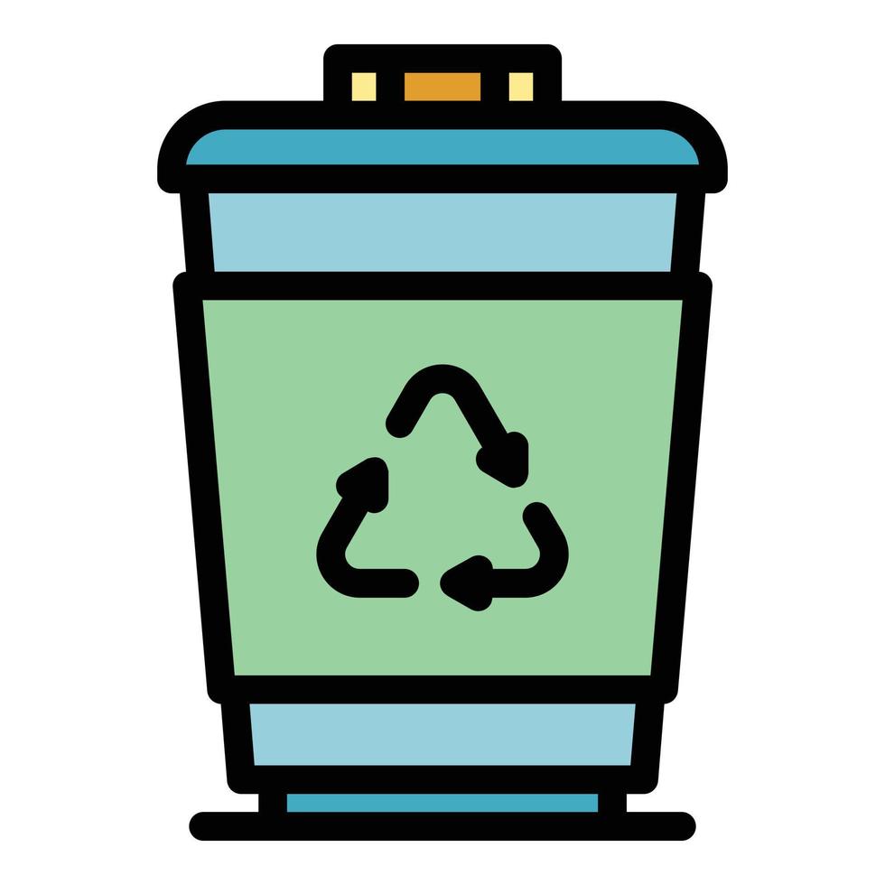 plastic vuilnis bak icoon kleur schets vector