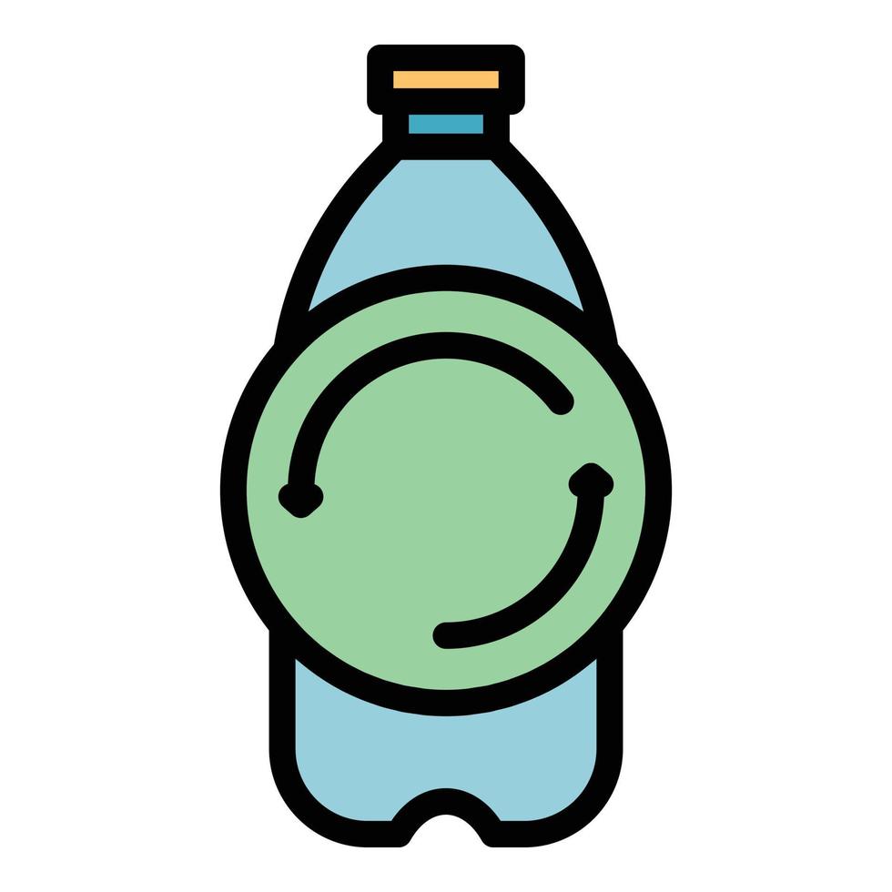 recycle fles plastic icoon kleur schets vector