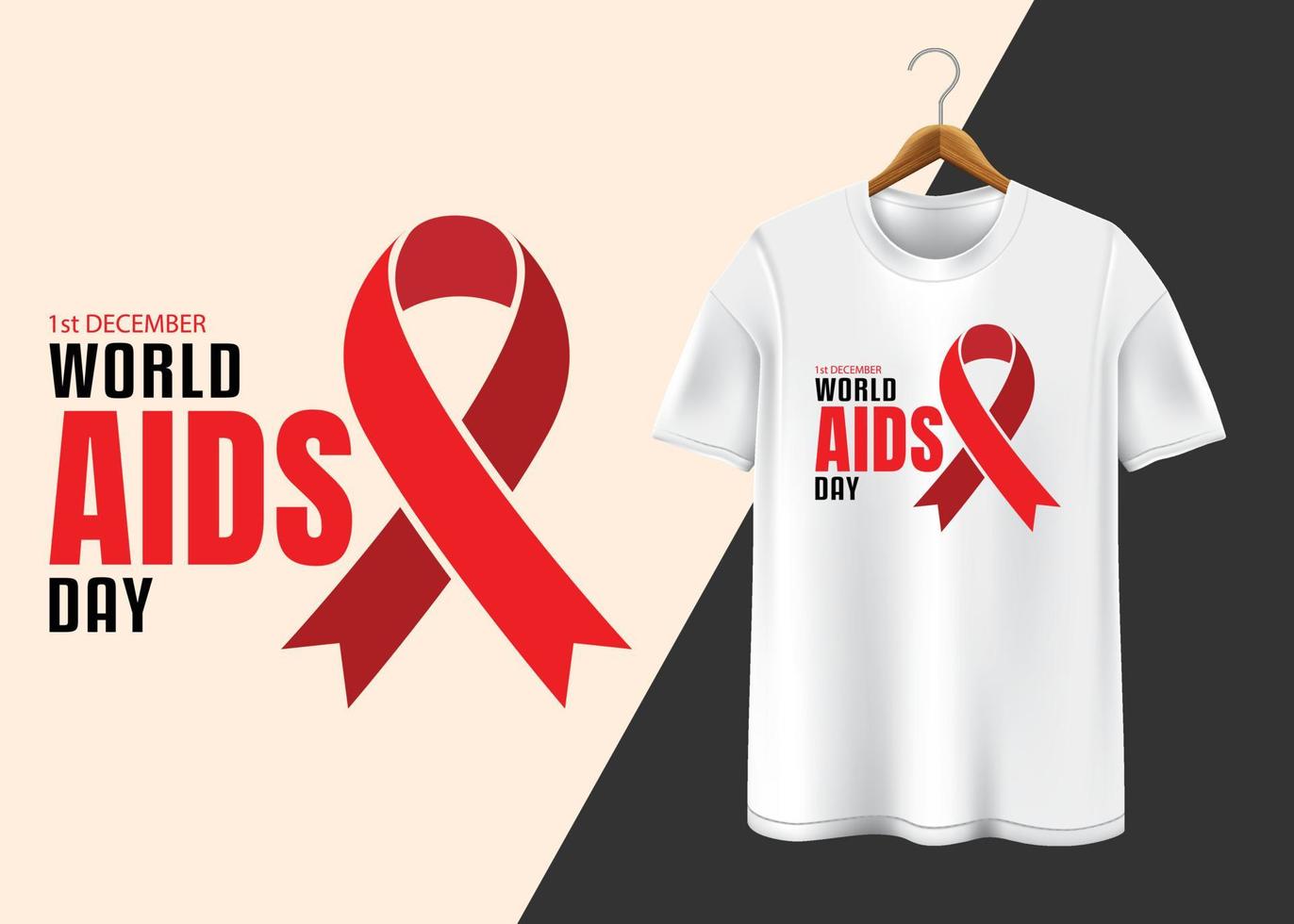 wereld AIDS dag 1e december t-shirt ontwerp vector