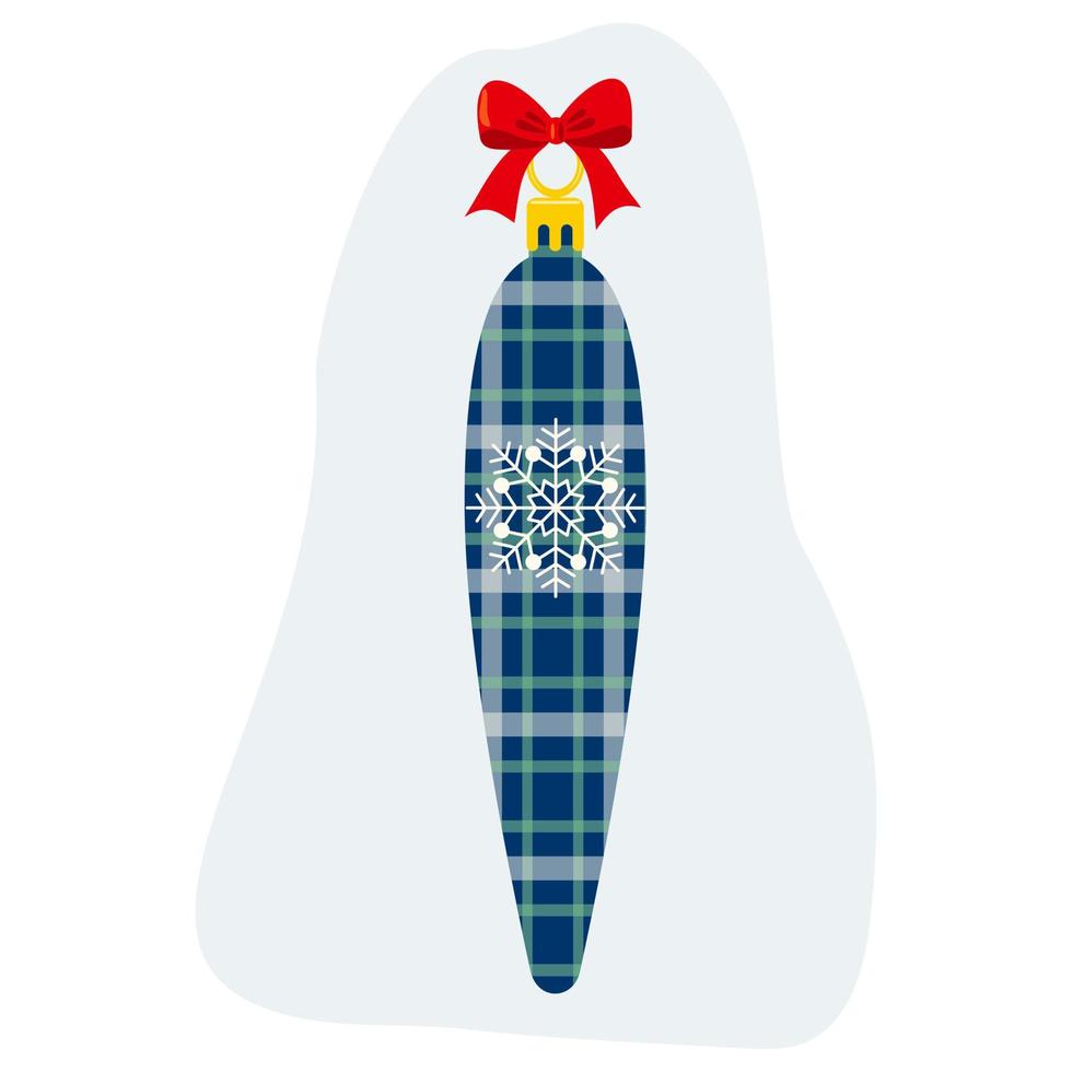 Kerstmis boom decoratie, pijnboom ijshoorntje clip art element in plaid textuur, rood lint en boog. vakantie illustratie Aan geïsoleerd achtergrond voor viering van winter, Kerstmis of nieuw jaar. vector