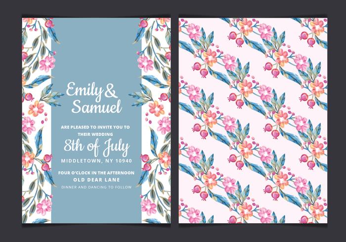 Vector Colorul Branches Wedding Invite