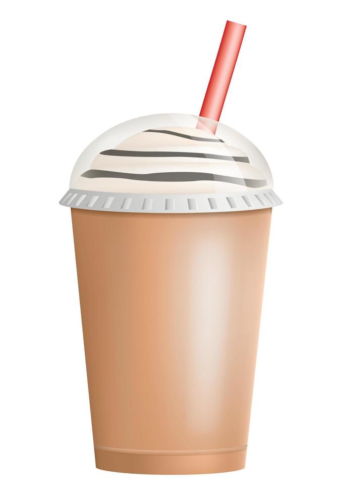 vers ijs latte icoon, realistisch stijl vector