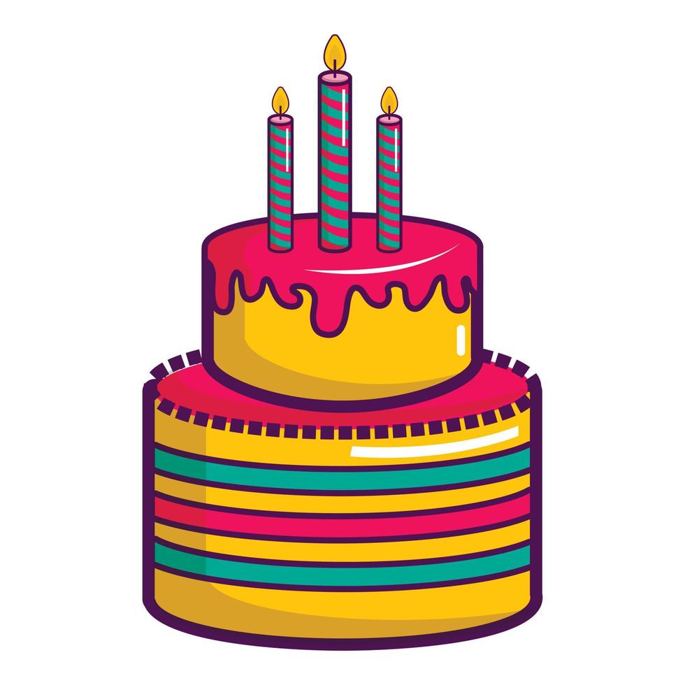 kleurrijk verjaardag taart icoon, tekenfilm stijl vector