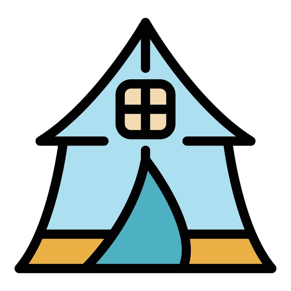 stil ruimte camping tent icoon kleur schets vector