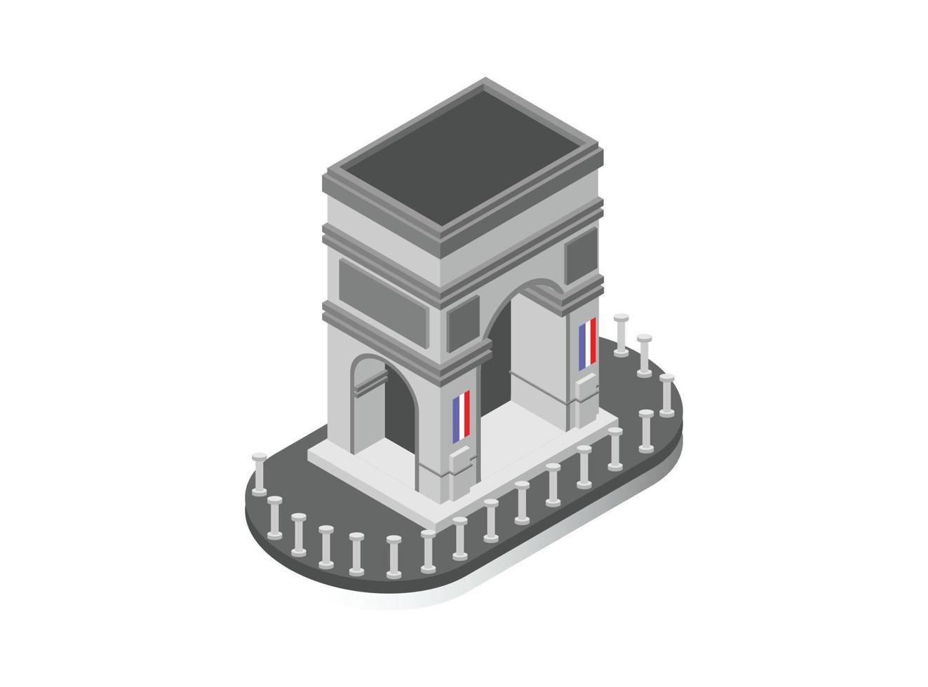isometrische illustratie van beroemd plaatsen in Parijs Frankrijk monumenten boog de triomphe de letoile vector
