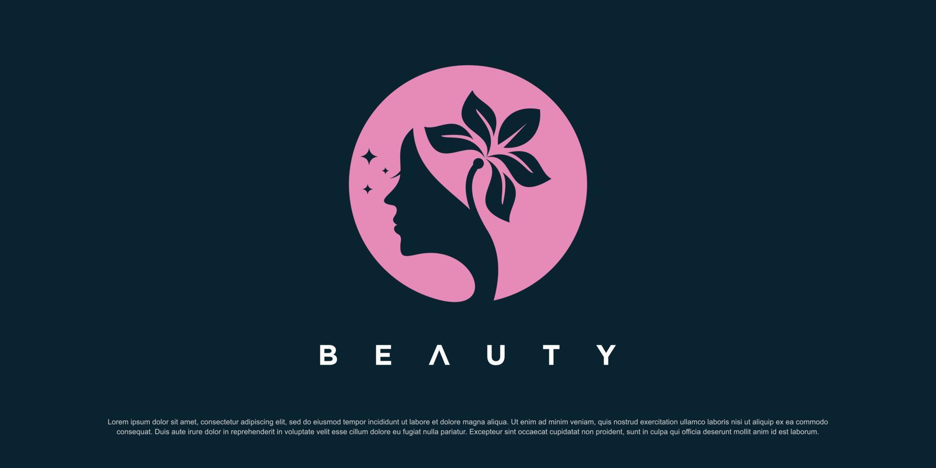 vrouw logo ontwerp vector met schoonheid natuur concept