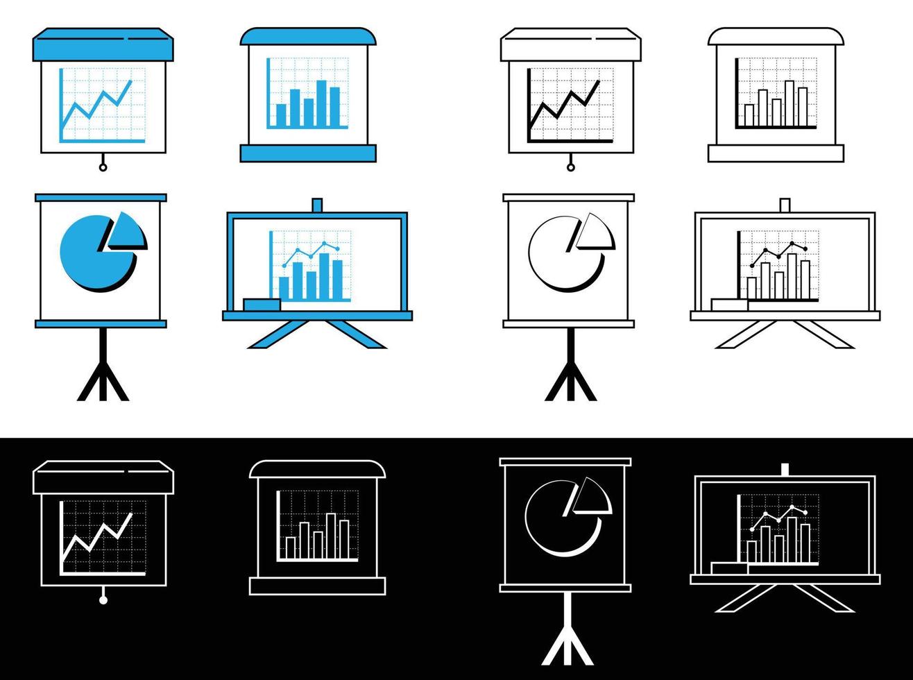 reeks van presentatie bord icoon en diagram vector