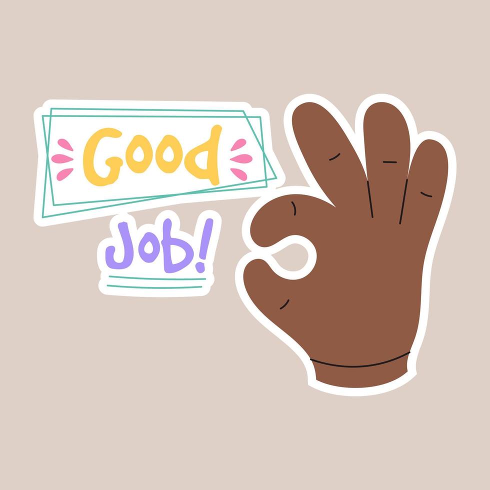 mooi zo baan groovy sticker. beloning sticker voor leraren en kinderen. hand- getrokken vector illustratie.