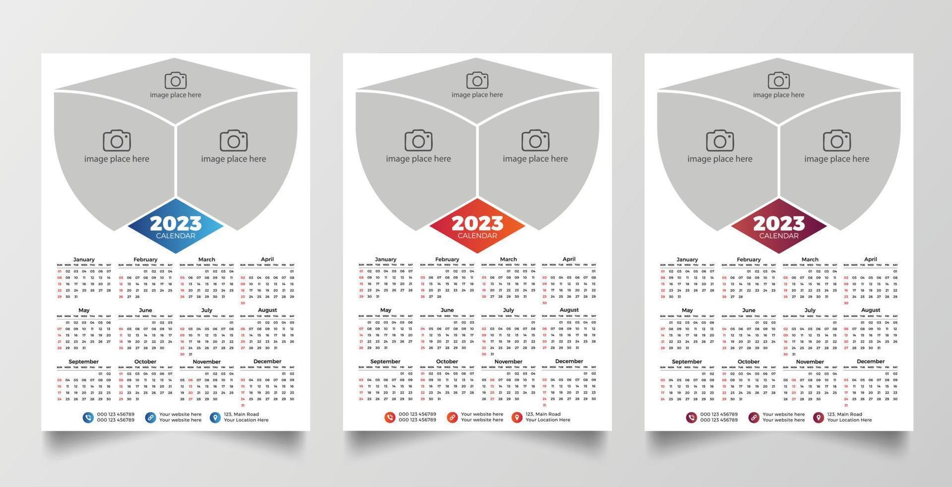 afdrukken klaar 2023 muur kalender sjabloon vector