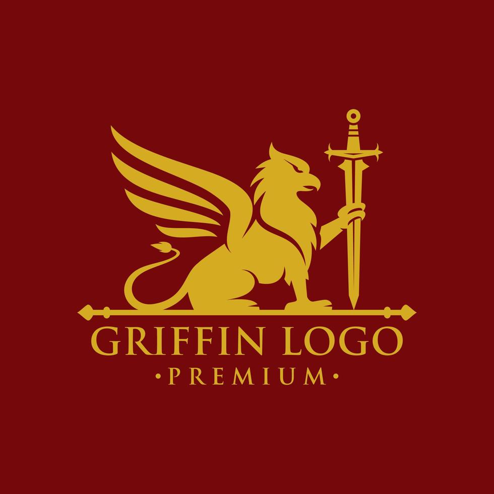 wijnoogst griffioen, griffon logo ontwerp vector