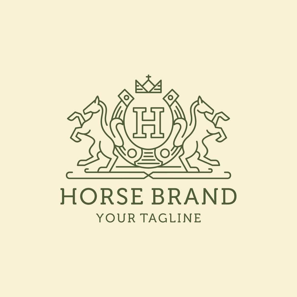 heraldiek paard lijn kunst logo ontwerp vector