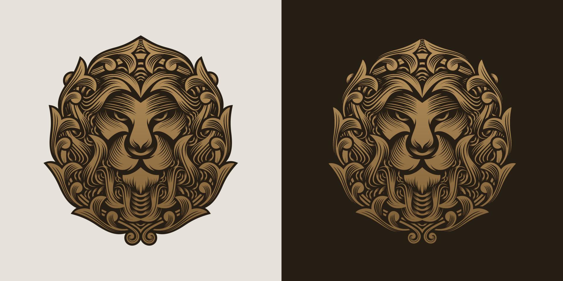 leeuw hoofd logo ontwerp vector