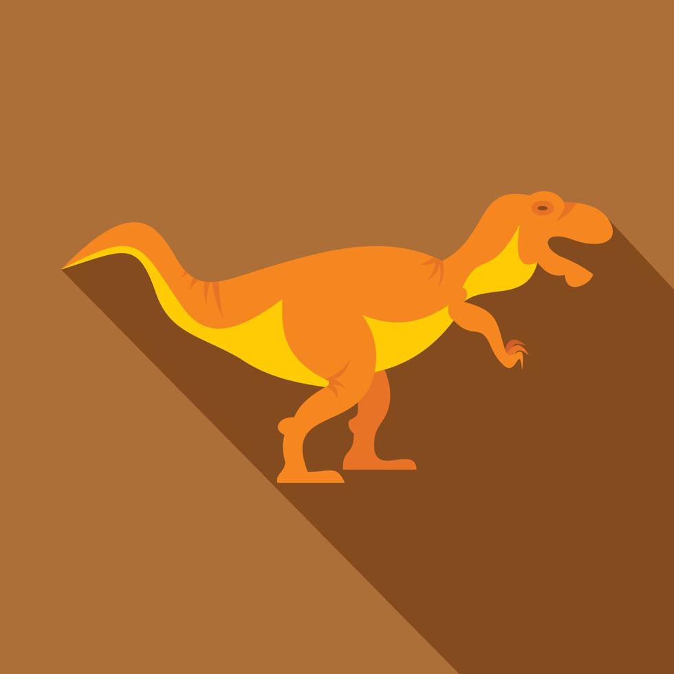 oranje tyrannosaur dinosaurus icoon, vlak stijl vector