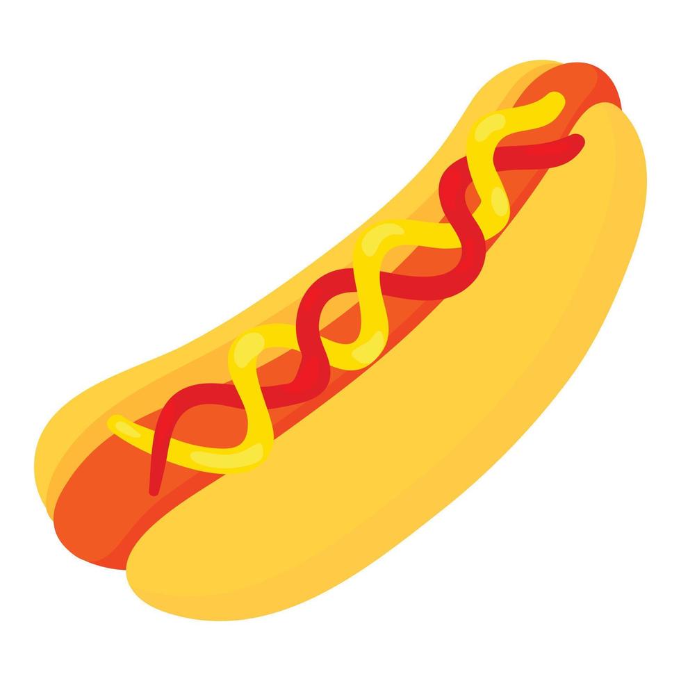 hotdog icoon, tekenfilm stijl vector