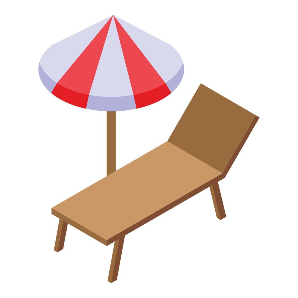 strand rust uit stoel icoon isometrische vector. paraplu zomer vector