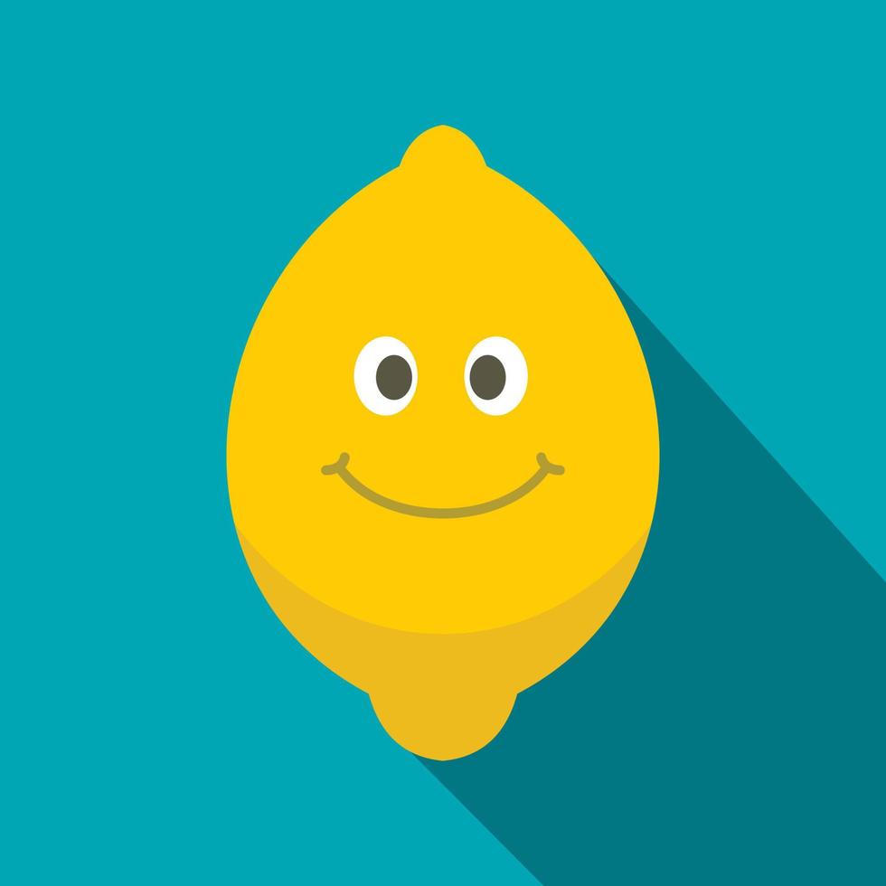 glimlachen citroen fruit icoon, vlak stijl vector