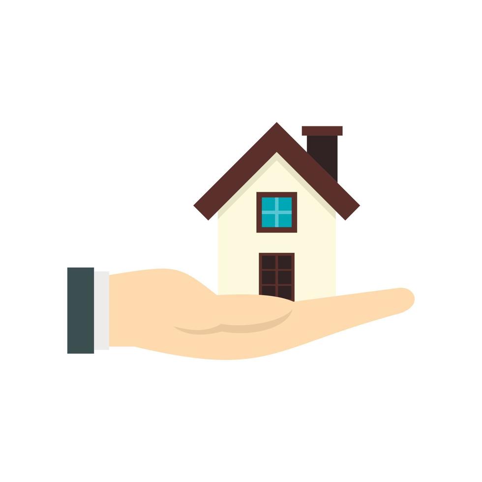 huis in hand- icoon, vlak stijl vector