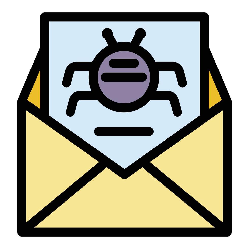 e-mail virus fraude icoon kleur schets vector