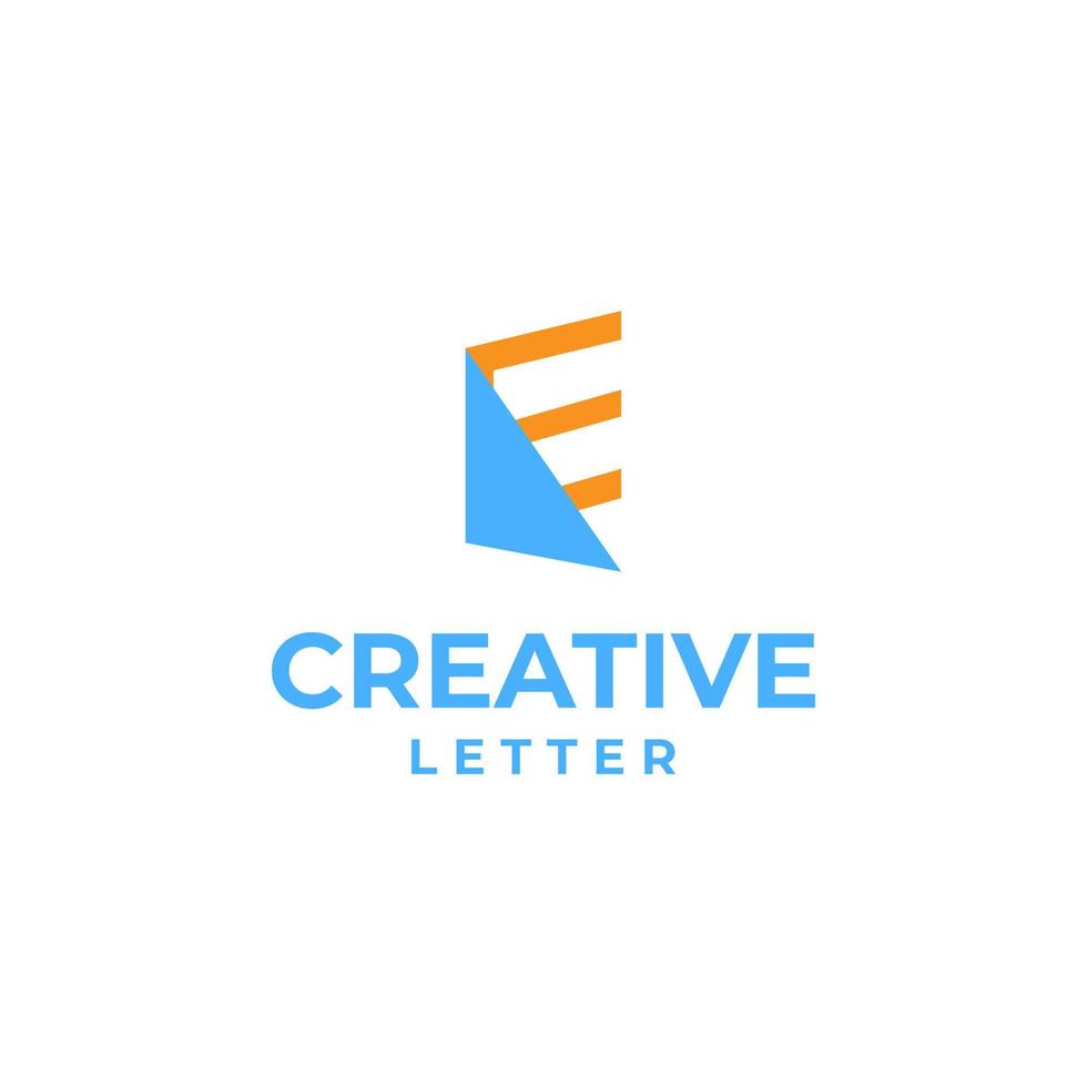 creatief brief e logo, creatief alfabet logo, brief e ontwerp concept, script doopvont ontwerp, meetkundig alfabet concept, ronde logo vector