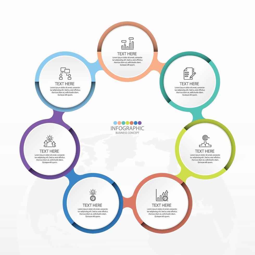 eenvoudig cirkel infographic sjabloon met 7 stappen, werkwijze of opties vector