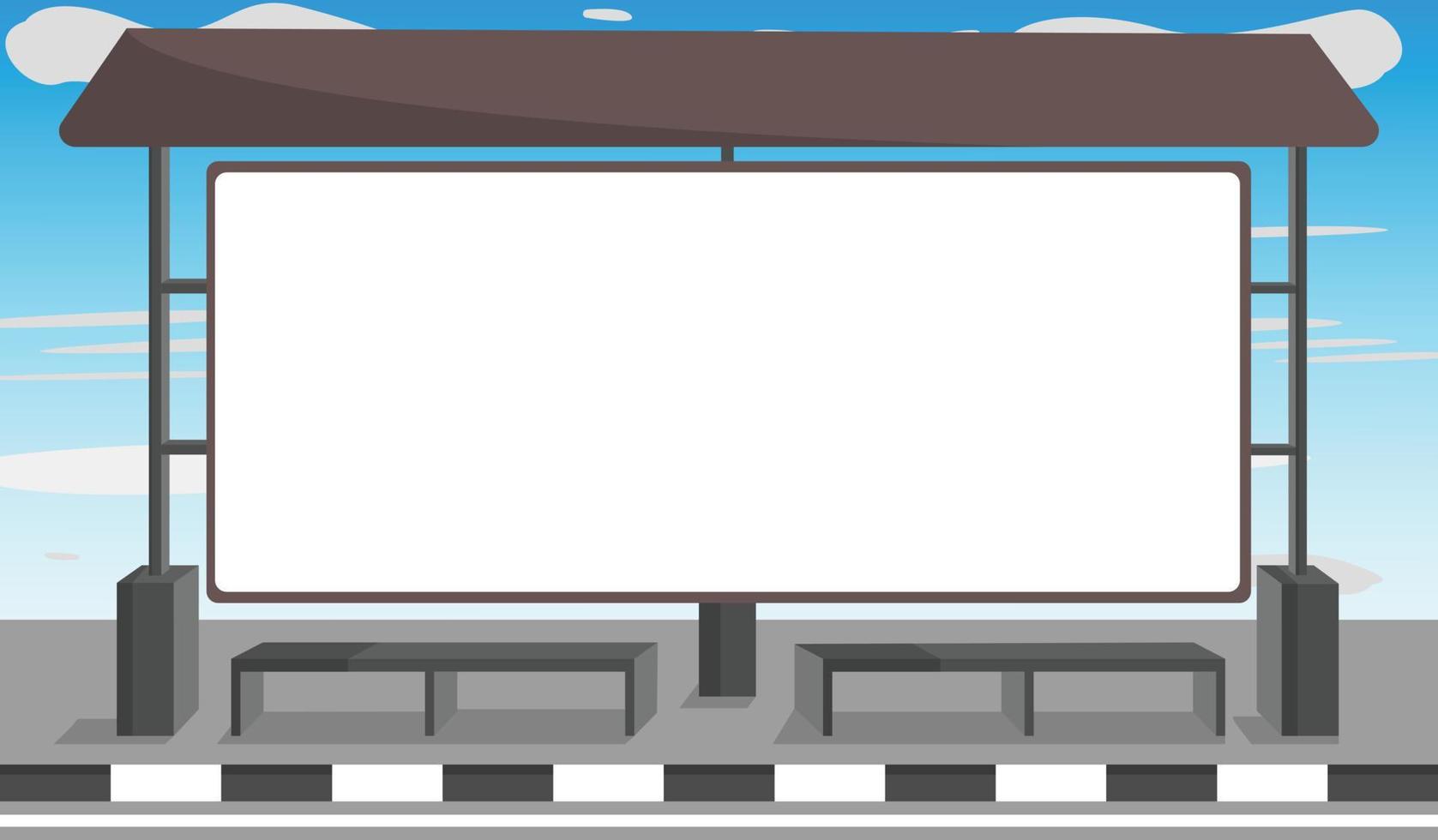 vlak ontwerp bus hou op en lucht achtergrond voor kopiëren ruimte. whiteboard vector infographic