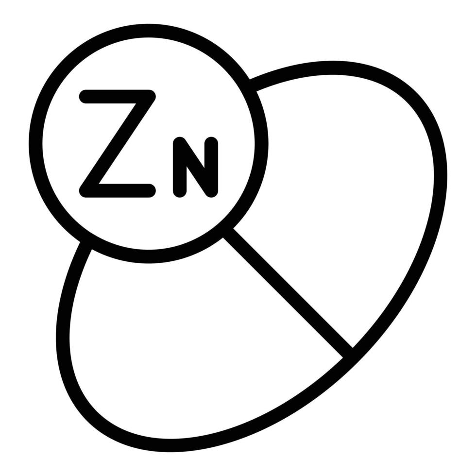 chemisch mineraal zn icoon schets vector. zink vitamine vector