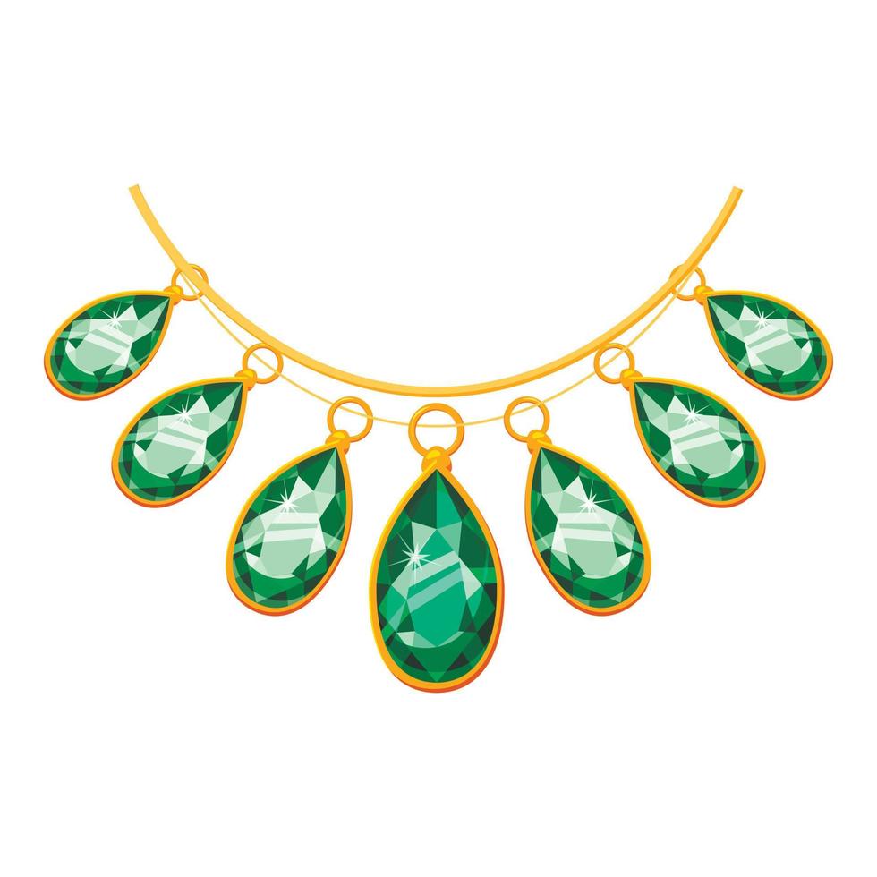 ketting met groen hangers icoon, tekenfilm stijl vector