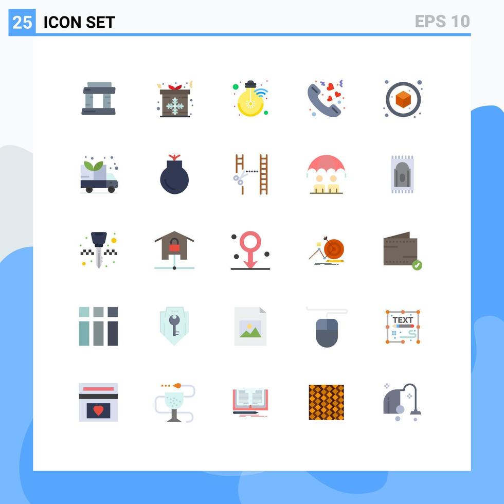 reeks van 25 modern ui pictogrammen symbolen tekens voor kubus Valentijn internet romance telefoontje bewerkbare vector ontwerp elementen