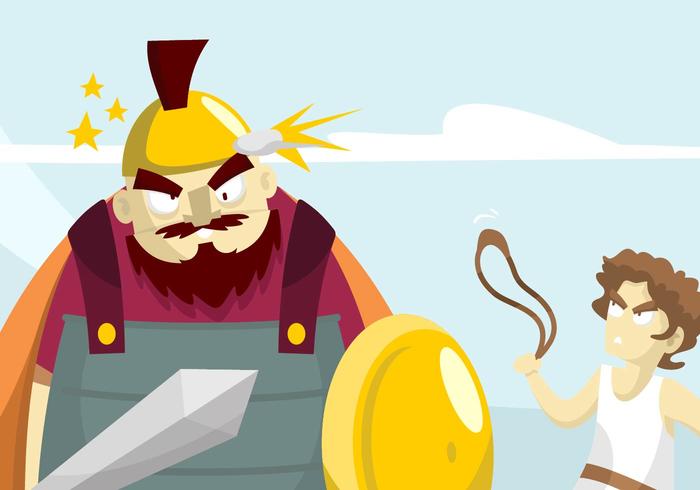 David en Goliath Illustratie vector