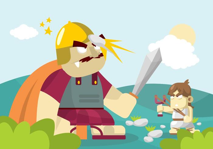 David en Goliath Illustratie vector