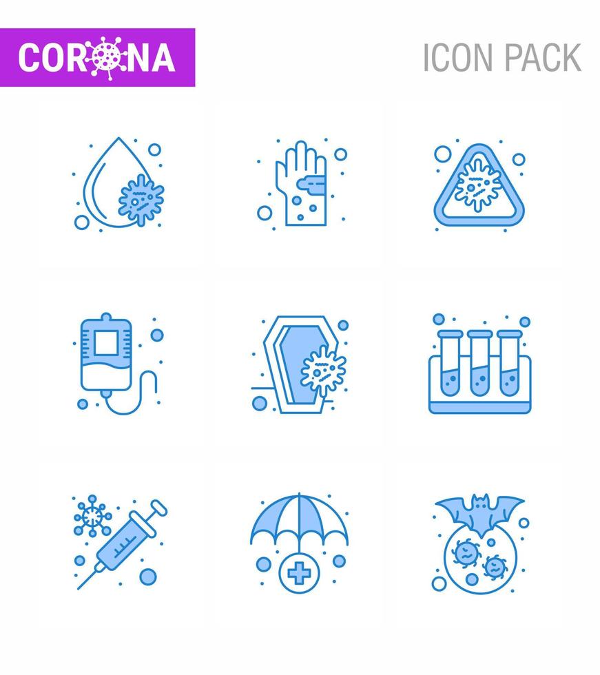coronavirus bewustzijn icoon 9 blauw pictogrammen icoon inbegrepen bijdrage bloed hygiëne virus ziekte virale coronavirus 2019november ziekte vector ontwerp elementen