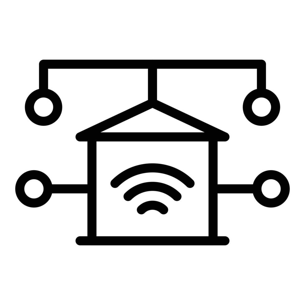 huis Wifi icoon schets vector. computer blijven vector