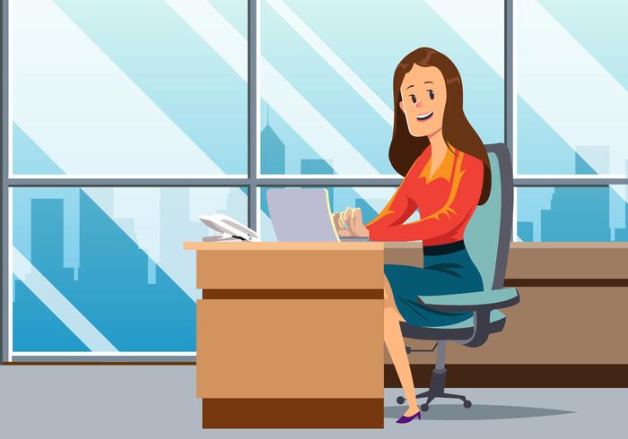 Vrouwen Werken In Office Vector