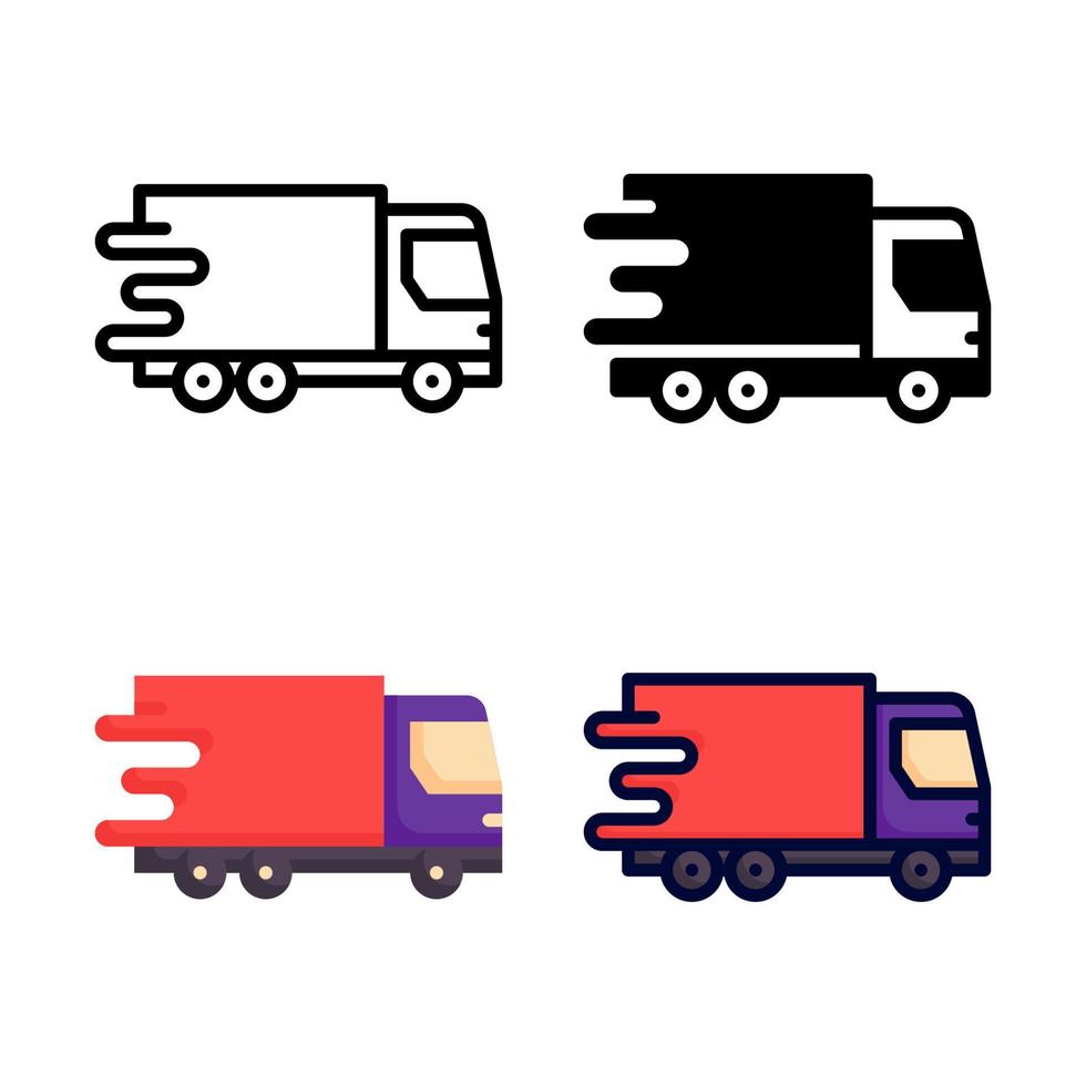 snel levering vrachtauto icoon reeks stijl verzameling vector