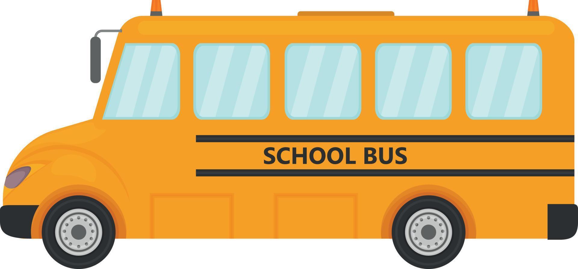 een helder geel school- bus. vervoer voor de vervoer van schoolkinderen. een bus voor vervoeren kinderen naar leerzaam instellingen. vector illustratie geïsoleerd Aan een wit achtergrond