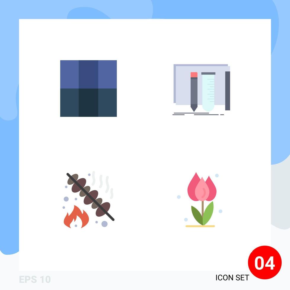 4 gebruiker koppel vlak icoon pak van modern tekens en symbolen van rooster rooster uitrusting gereedschap flora bewerkbare vector ontwerp elementen