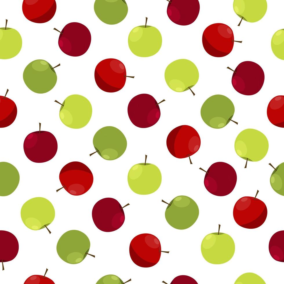 fruit appel helder zomer naadloos patroon met de beeld van rijp rood en groen appels en bladeren. vector illustratie Aan een wit achtergrond